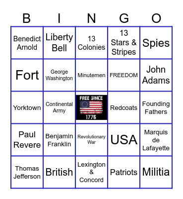USA Bingo Card