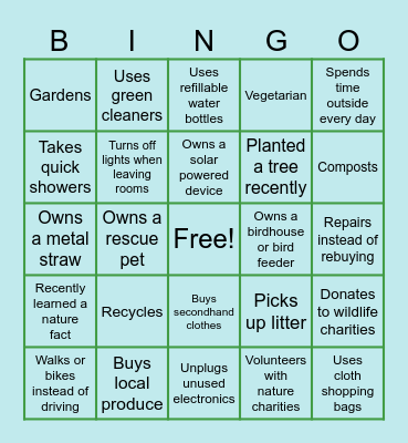 Earth Day! Bingo Card