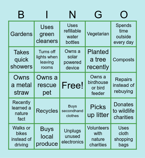 Earth Day! Bingo Card