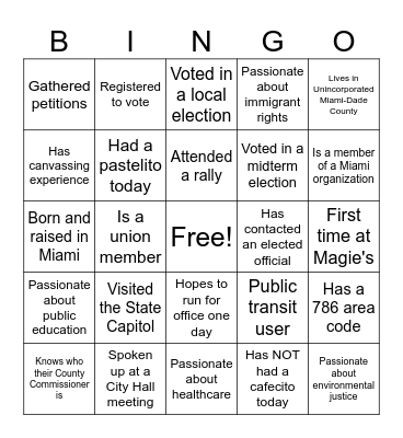 Happy Hour Bingo with MCC! Bingo Card