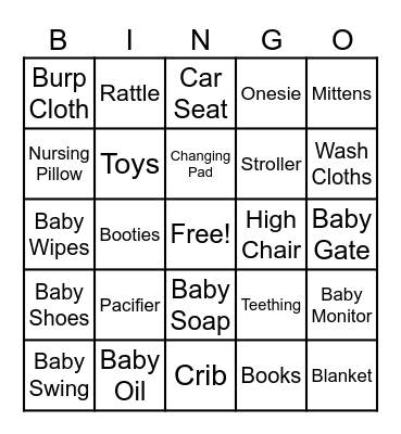 28208 Baby Shower Bingo Card