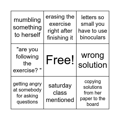 physics BINGO Card