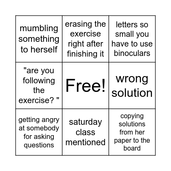 physics BINGO Card