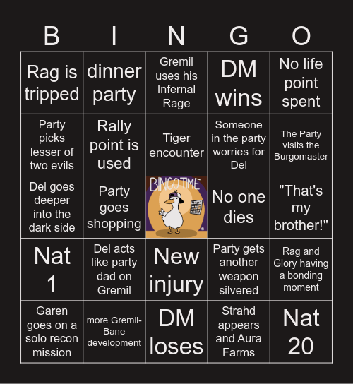 CoS S2 E13 | Second Clash Bingo Card