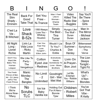 Our House Musical Bingo! Bingo Card
