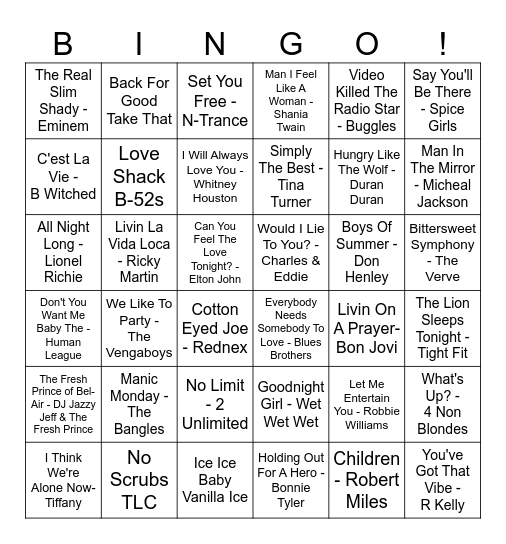 Our House Musical Bingo! Bingo Card