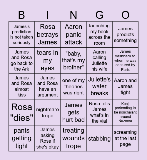 Release Me Bingo Card