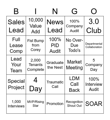 Tenant Research Bingo Card