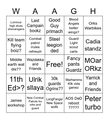 Warhammer adepticon 2026 Bingo Card