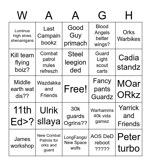 Warhammer adepticon 2026 Bingo Card