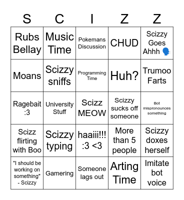 Mraw vc Bingo Card