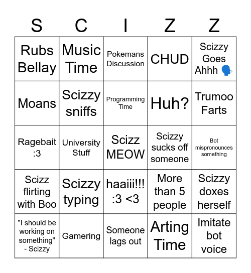 Mraw vc Bingo Card