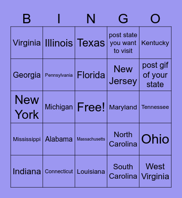 States MississippiBingo Card