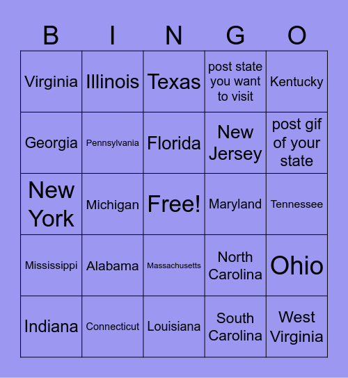 States MississippiBingo Card