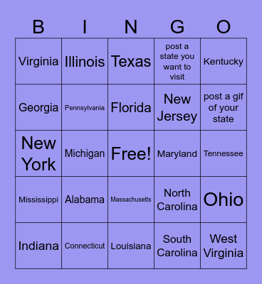 States MississippiBingo Card