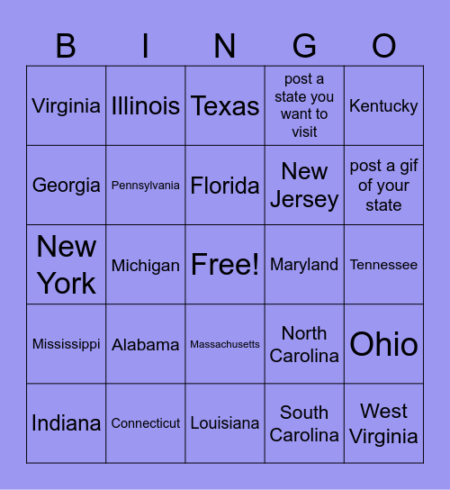 States MississippiBingo Card