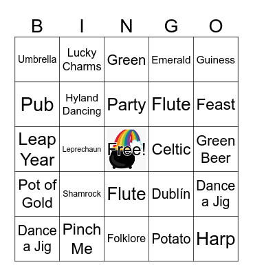St, Patrick's Day Bingo Card