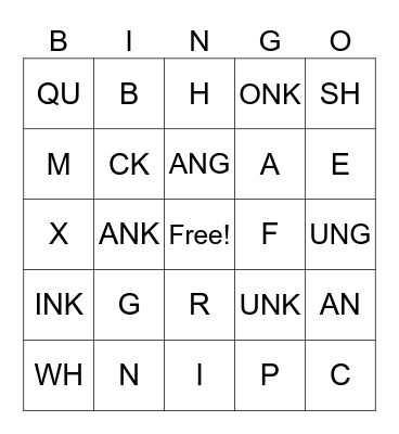 Fundations Unit 8 Sounds BINGO Card