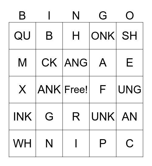 Fundations Unit 8 Sounds BINGO Card