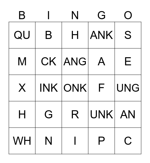 Fundations Unit 8 Sounds BINGO Card