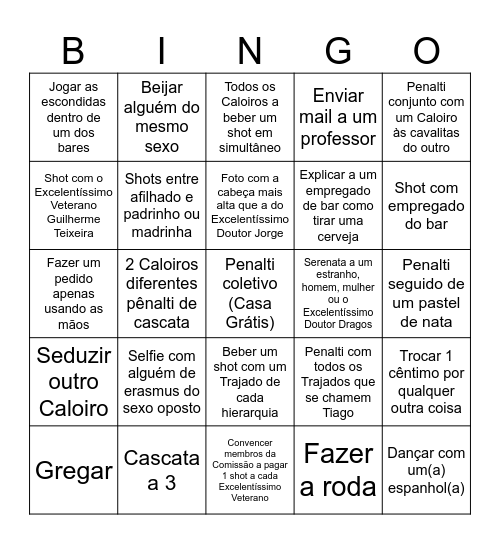 Bingo Master Rally Bingo Card