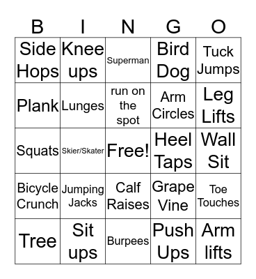 Fitness Bingo  Bingo Card