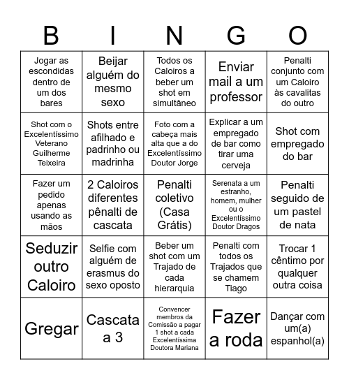 Bingo Master Rally Bingo Card