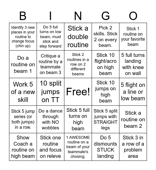 BEAM Bingo Card