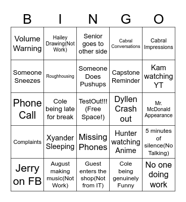 IT Shop Bingo Card