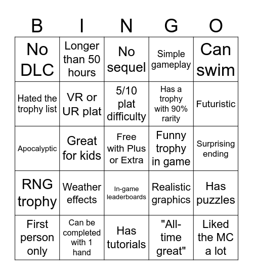 April Platinum Bingo Card