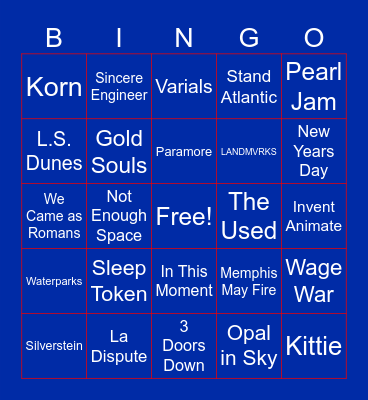 Riot Fest 2026 Predictions Bingo Card