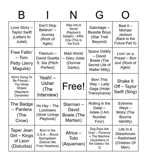 At The Movies II Bingo Card
