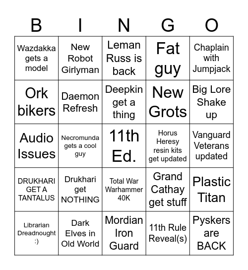 Warhammer Adepticon Reveals Bingo Card