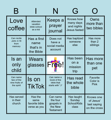 Christian Bingo! Find someone who... Bingo Card