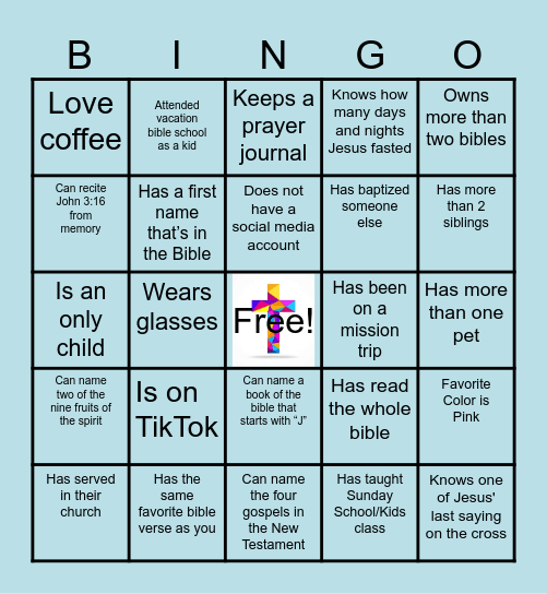 Christian Bingo! Find someone who... Bingo Card