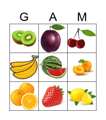 Fruits Bingo Card