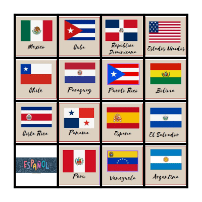 Spanish Speaking Countries Loteria Bingo Card
