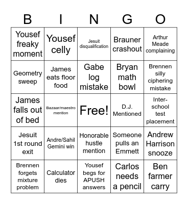 MAΘ State Convention Bingo Card