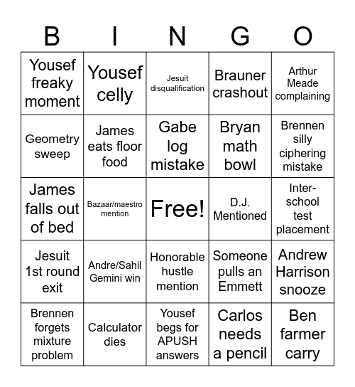 MAΘ State Convention Bingo Card