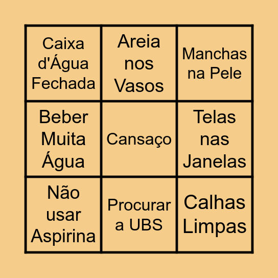 Bingo da Dengue Bingo Card