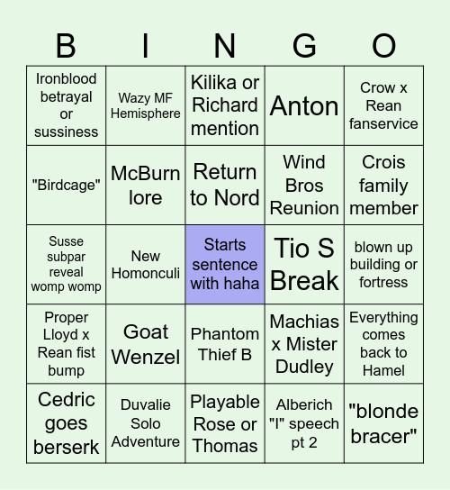 CS4 Bingo Card