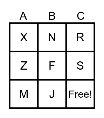 Bingo abc Bingo Card