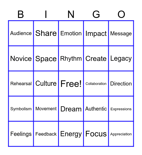 How We Express Ourselves Bingo Card