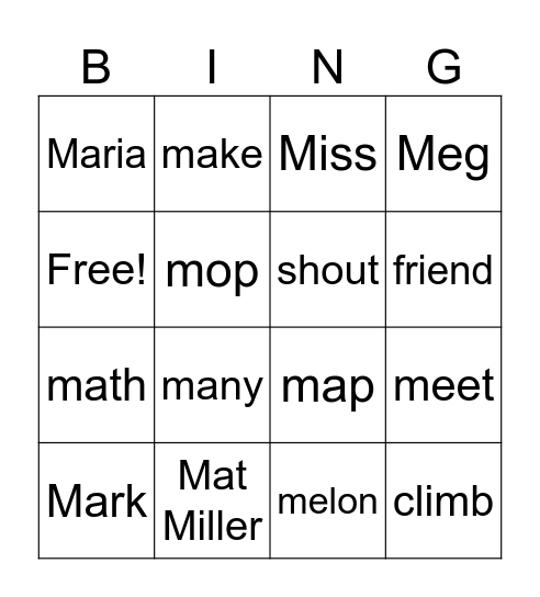 Meet Matt Miller Bingo Card