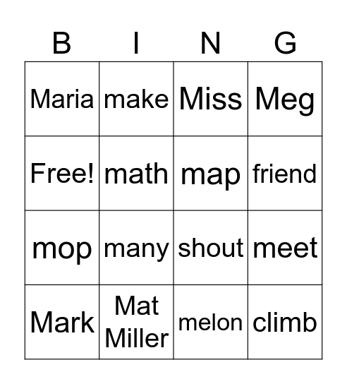 Meet Matt Miller Bingo Card
