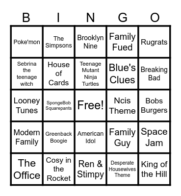 Classic TV Show Music Bingo Card