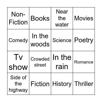 Enjoyable Actions Bingo Card