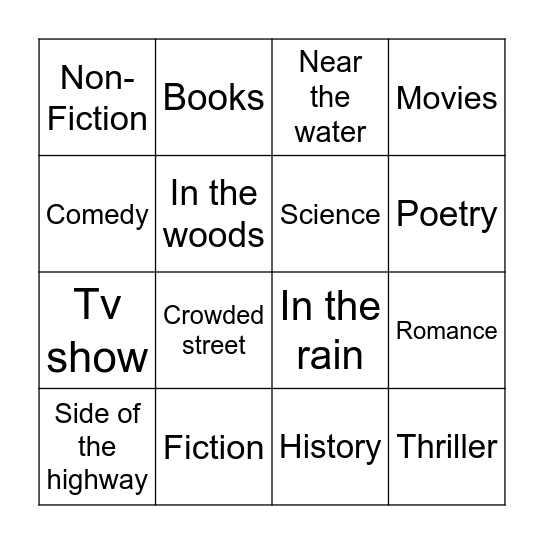 Enjoyable Actions Bingo Card