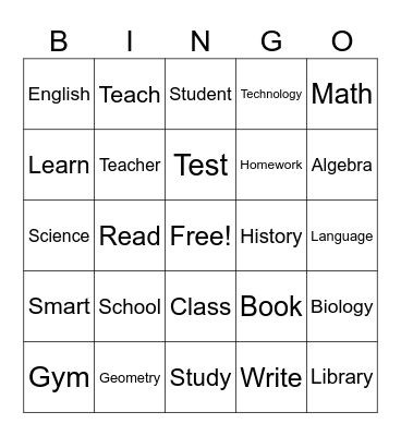 School Signs Review Bingo Card