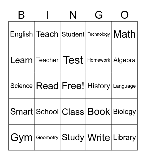 School Signs Review Bingo Card